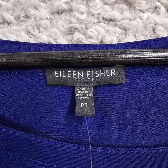 Eileen Fisher Dress Womens Small Petite Blue Dolman Sleeve Shift Knit Minimalist - Picture 4 of 12